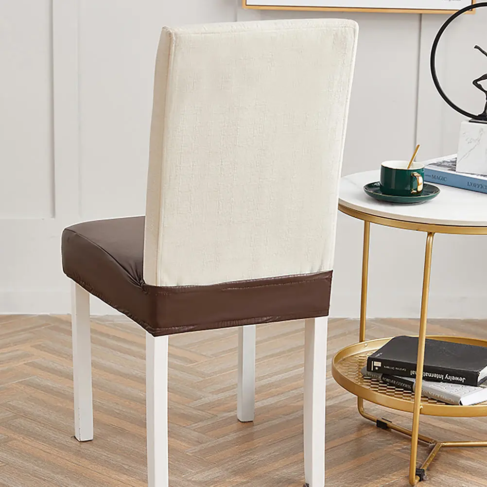 

PU Chair Cover Waterproof Elastic Seat Covers for Dining Table Simple Party Banquet Decor Protective