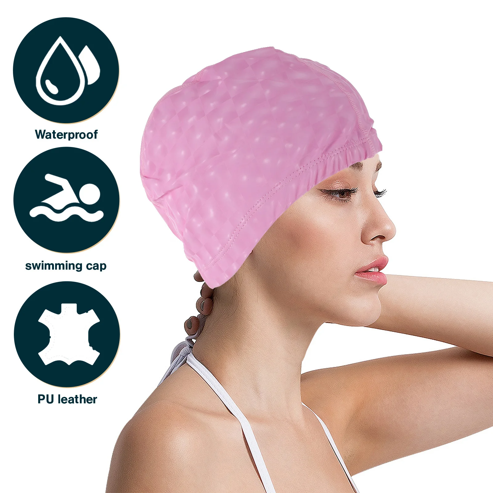 

Swimming Caps for Men Women Waterproof PU Material Easy to Wear Take Off Reduces Head Fatigue Enhances Swimming Experience No