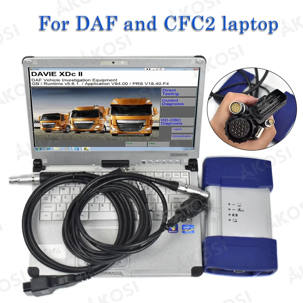 

For Davie 5.6.1 for DAF Truck Diagnostic Tool for DAF VCI-560 MUX Diagnostic Scanner with Thoughbook CFC2 laptop