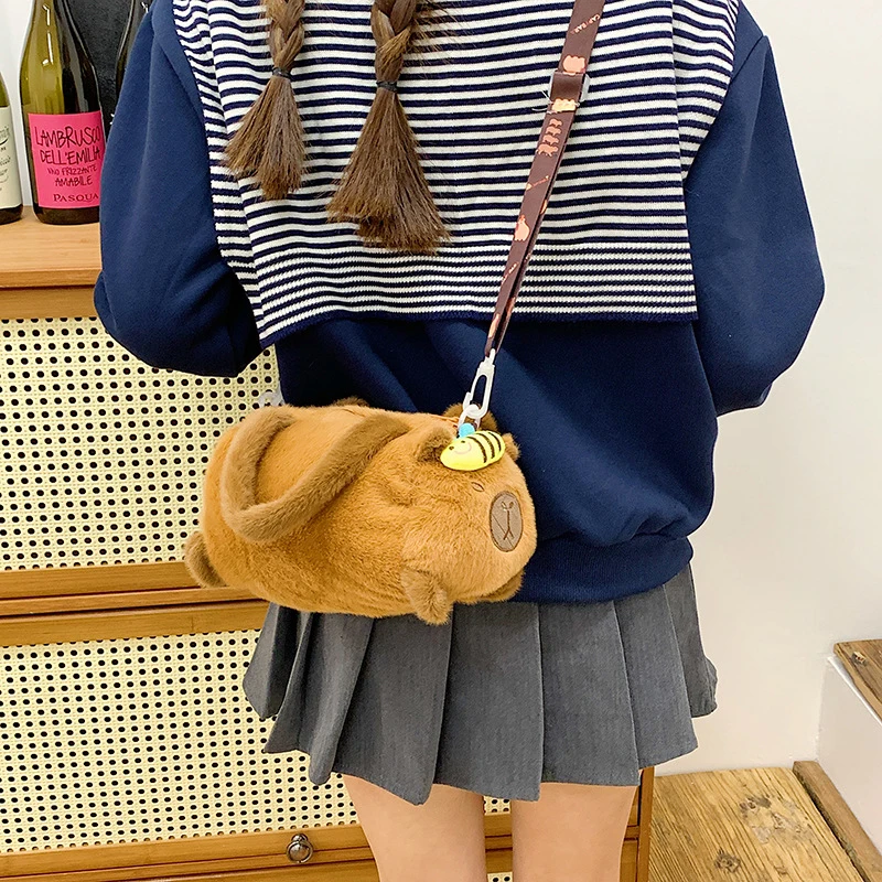 Bonito abelha floral design macio animal capivara bolsa leve durável crossbody bolsa presente de feriado de aniversário para crianças, amigos