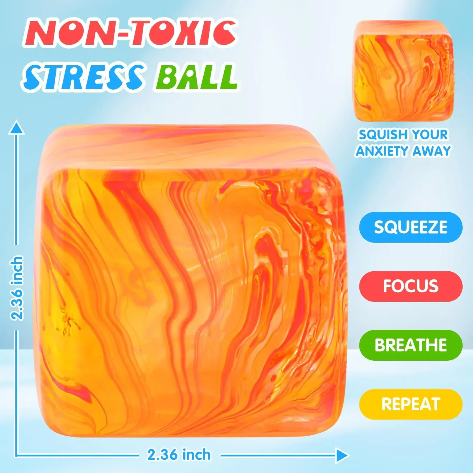 

Swirl Stress Cube Squishy Toys Super Solid Fidget Squeeze Square for Kids Teens Adults High Density Malt Sugar Filled Slow