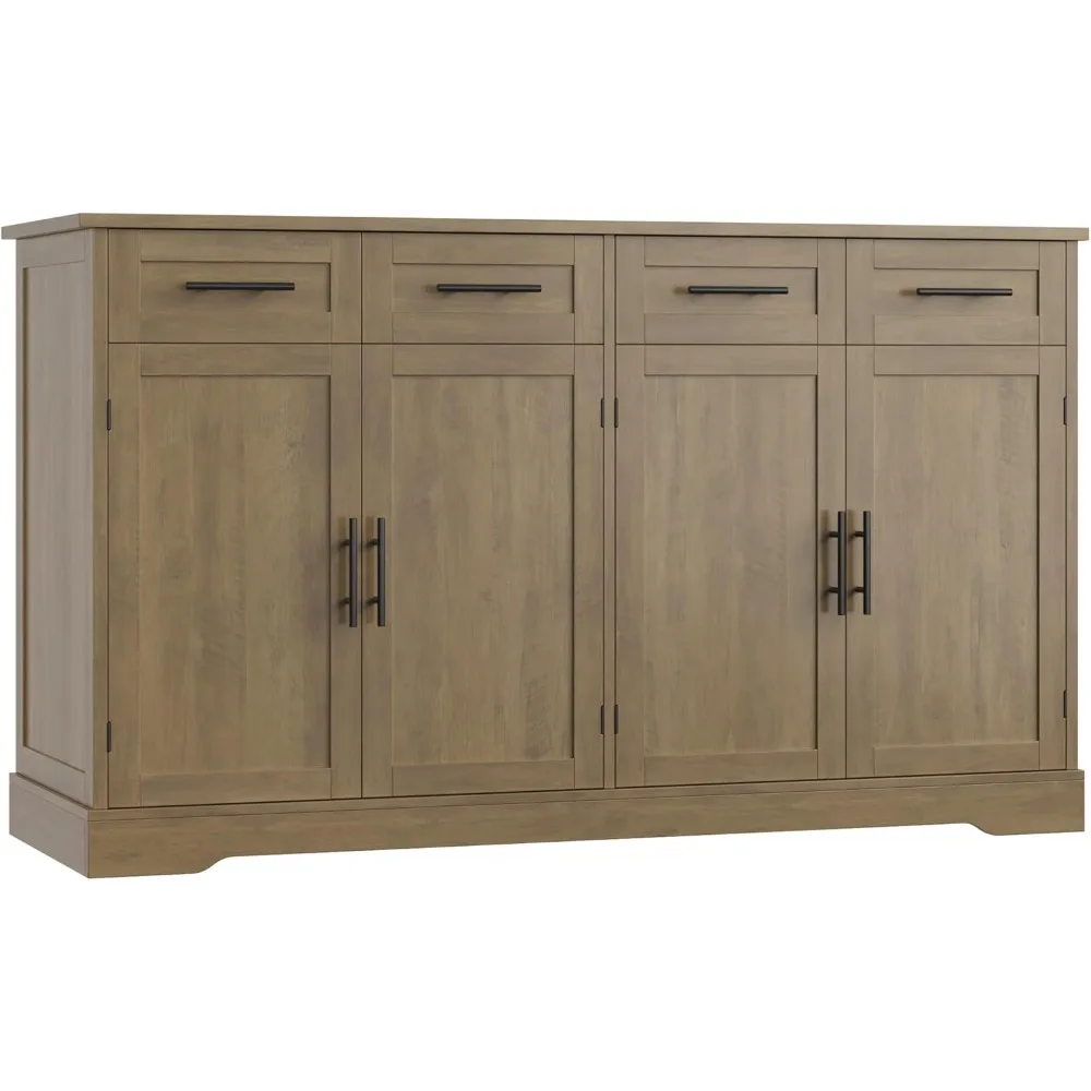 خزانة جانبية كبيرة مقاس 60 بوصة مع مساحة تخزين، وخزانة تخزين بوفيه المطبخ بطول 36 بوصة مع 4 أدراج، وخزانة بار القهوة الحديثة مع #1