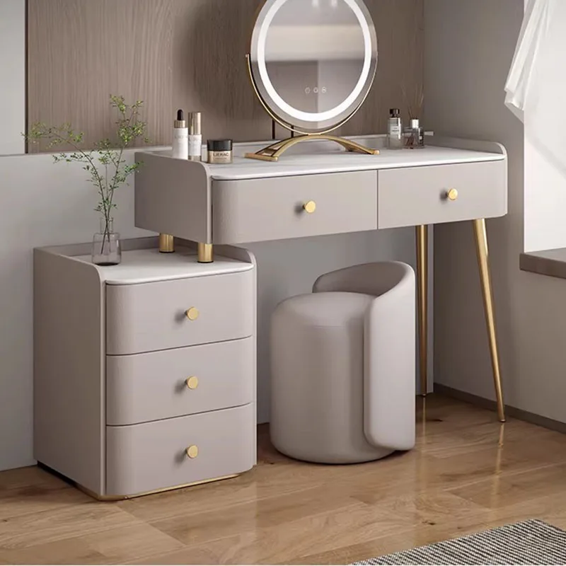 

Modern Makeup Vanity Table Drawers Storage European Jewelry Mirror Dressing Table Small Cosmetics Vestidores Home Furniture