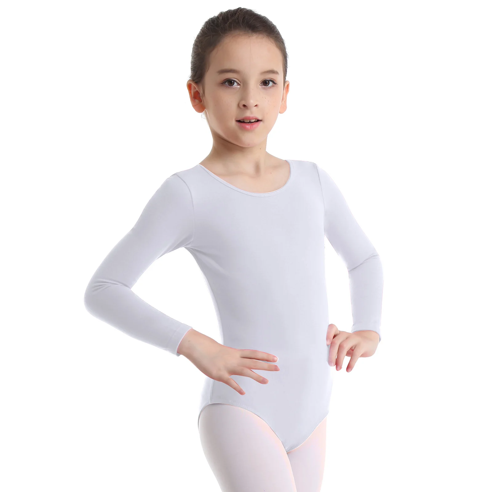 Kids Girls Gymnastics Leotard Ballet Jersey Gymnastics Dance Leotard Tight Fitting Jumpsuit Long Sleeves Bodysuit Dancewear