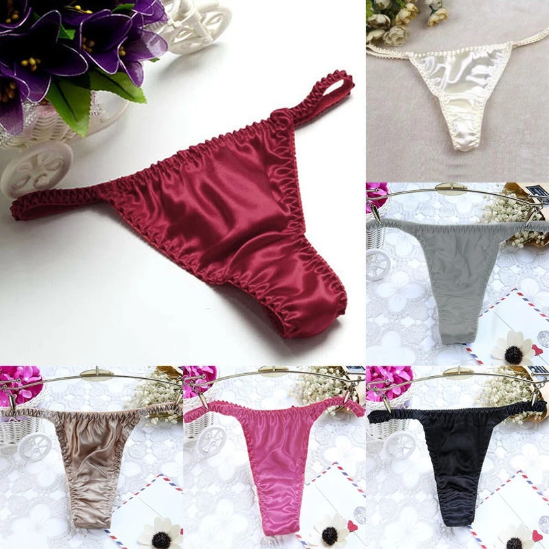 Bragas sin costuras para mujer, tangas de seda de tiro bajo, ropa interior Sexy, 100%