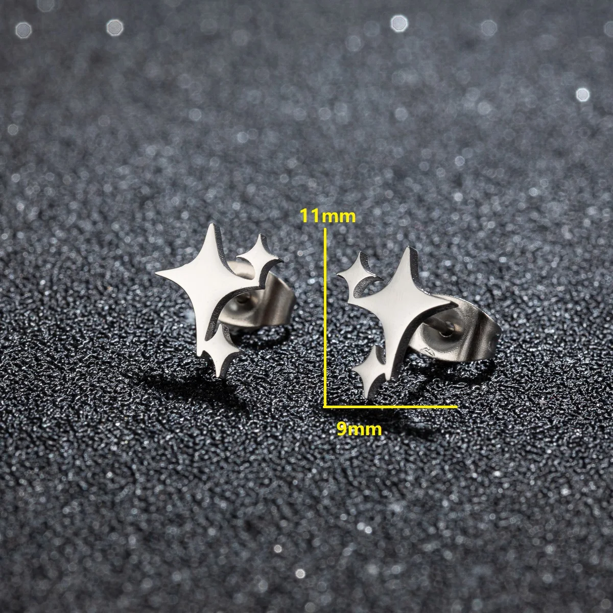 1 Pair 2024 Fashion Stainless Steel Cross Star Stud Earrings for Women Girl Korean Four-Pointed Star Personality Earrings Jewel