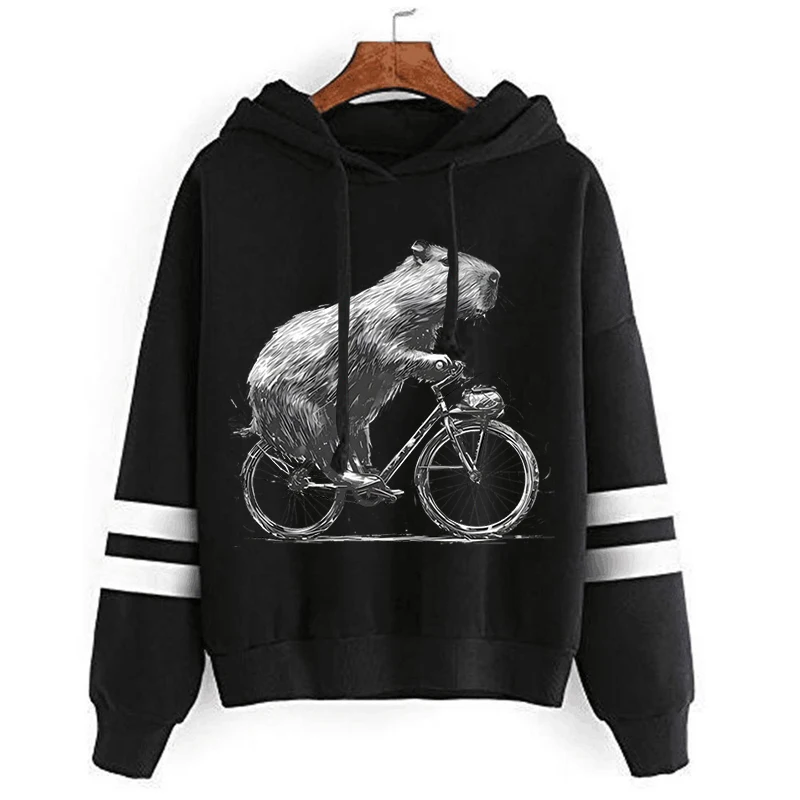 

Funny Capybaras Cycling Graphic Sweatshirts Harajuku Fashion Streetwear Hoodie Capybara Cycling Cartoon Capybara Classic Hoodies