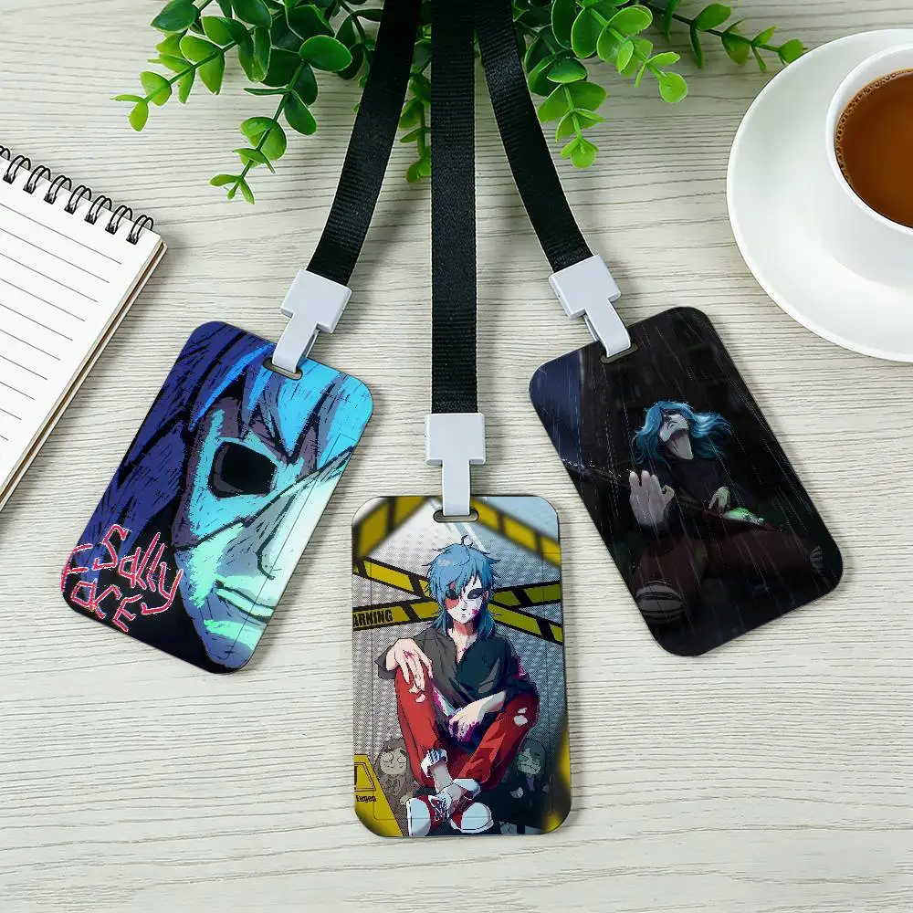 Game S-Sally Face Card Holder Employee Card Cover Lanyard Work Business ID Badge Holder Name Tag Cards Case