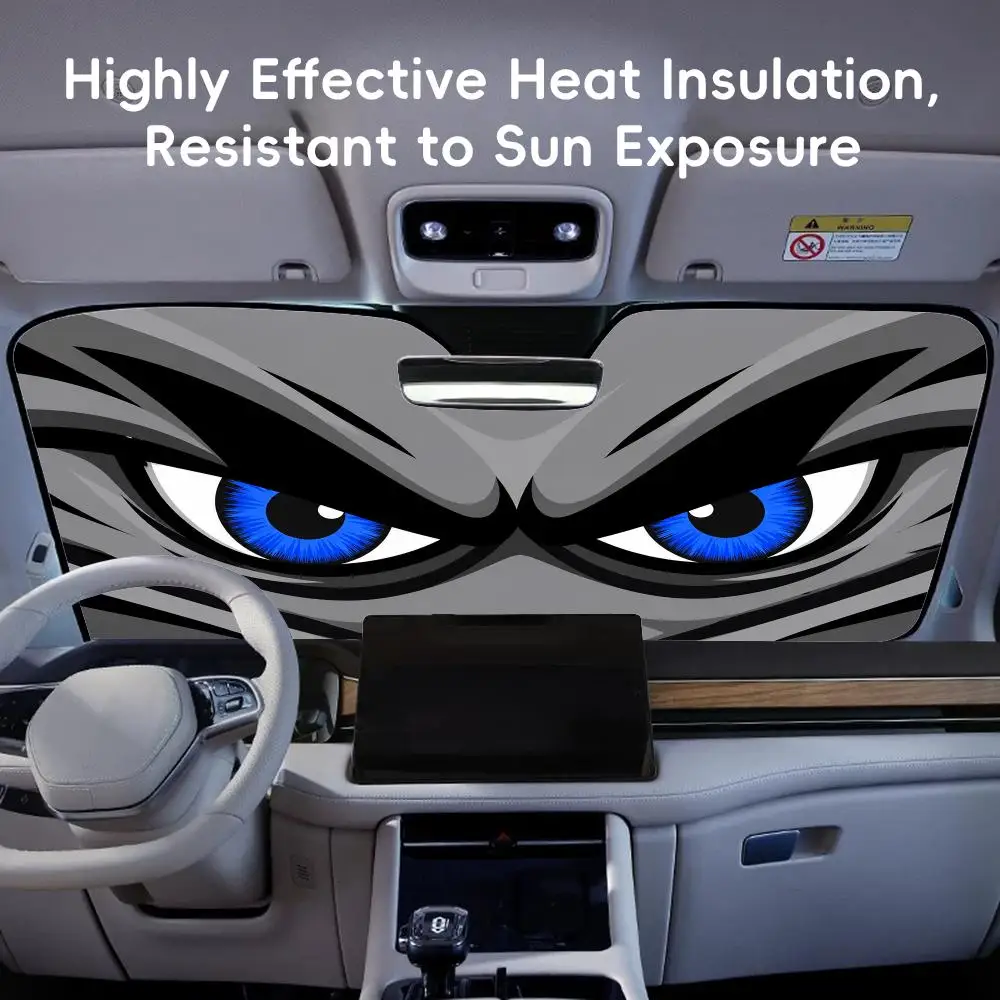 Cold gray-blue eyes Sun Visor Car Sun Shade Front Windshield Coverings Blocker Auto Protector Window Visor Screen Cover