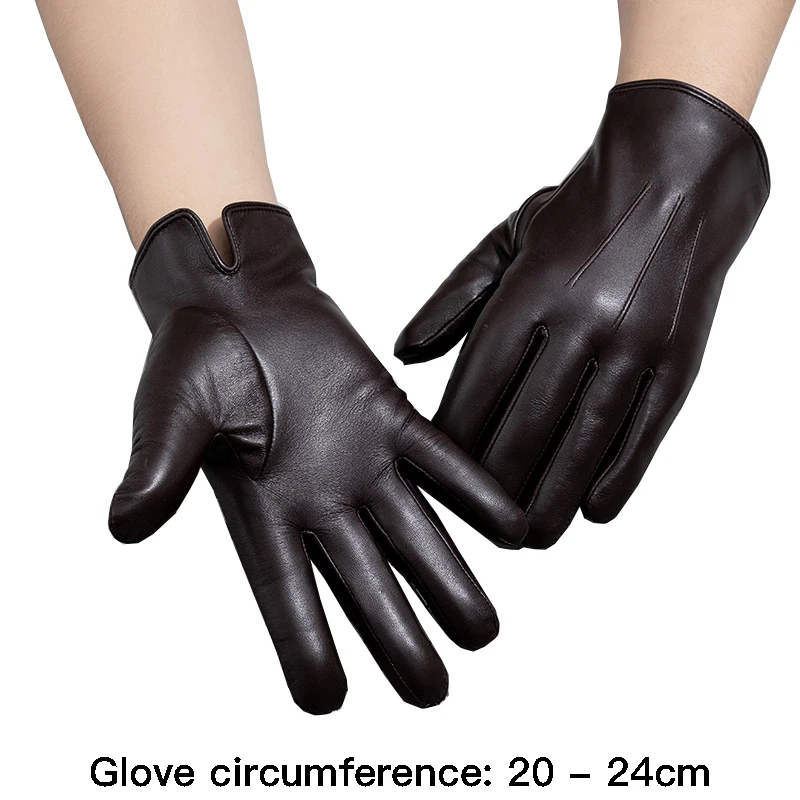 High quality winter genuine leather gloves for men fur lining hand warmer new 2024 cycling outdoor elegant gloves black brown