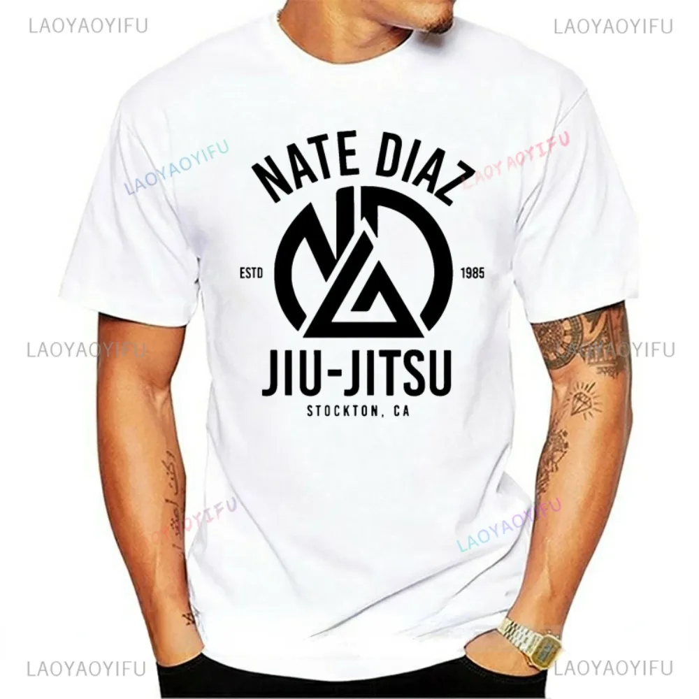 Nate Diaz Jiu-Jitsu Print T-Shirt Men Women Cotton Short-sleev Breathable Exercise Tops Comfortable Couple Street Fashion Shirt