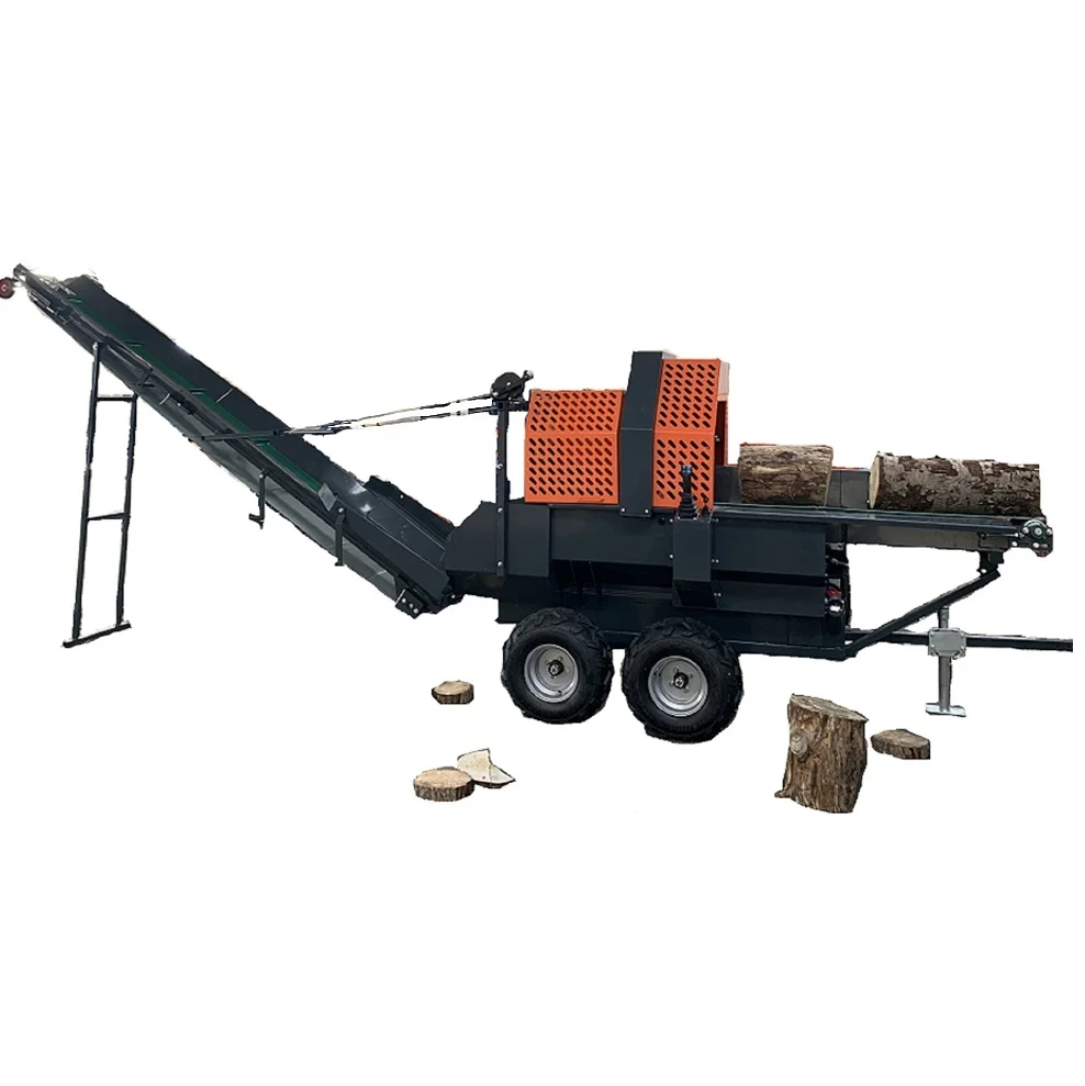 

30ton Wood Splitter, 50cm Firewood Processor, Gasoline Electric PTO Splits Machine