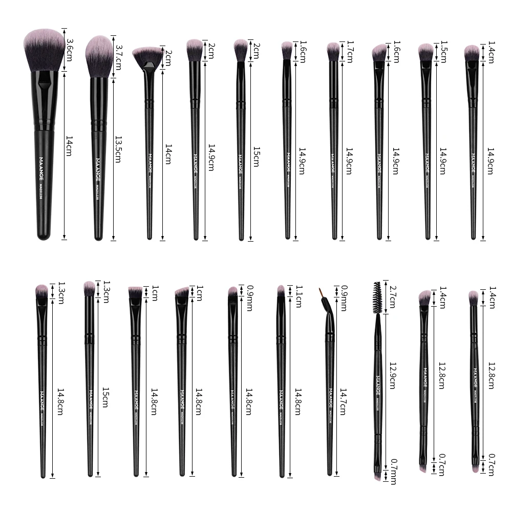 MAANGE 20 Pcs Luxury Balck Makeup Brushes Set Tools Professional Brushes Foundation Powder Eyeliner Eyeshadow Make up Brushes