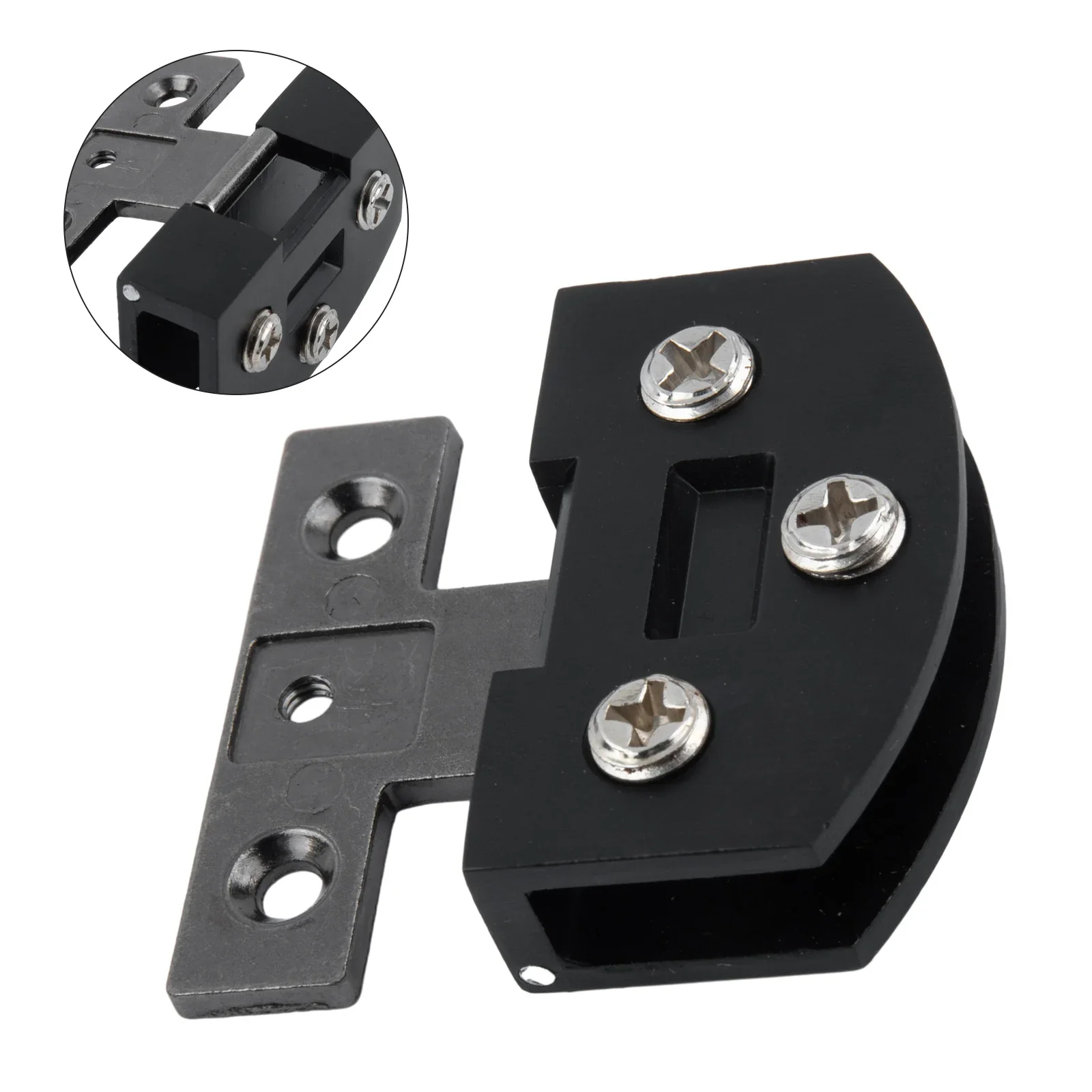 Cabinet Gate Clamp Glass Door Hinge Black/Silver ​Countertop Cabinet Clamp​ Cupboard Furniture Gate Repair With Screws