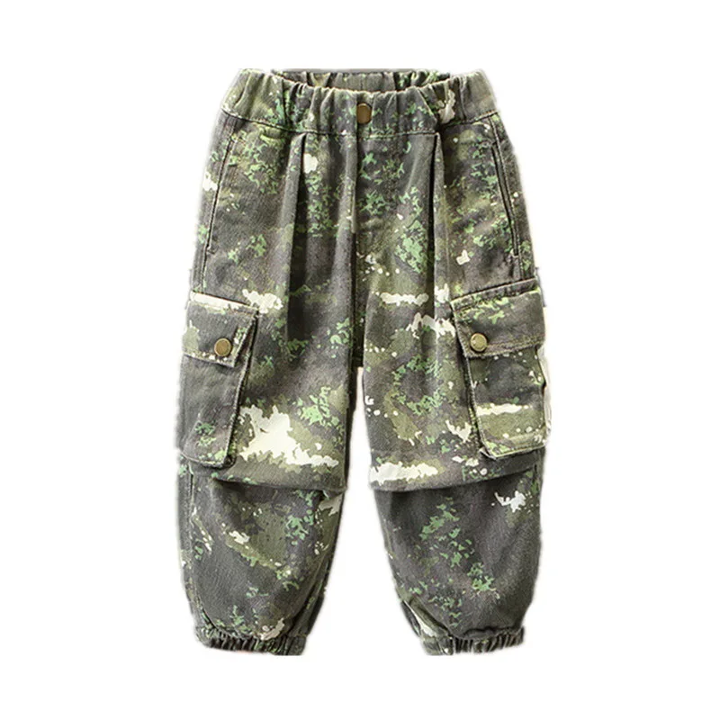 

Детские камуфляжные брюки-карго, весенне-осенние новые свободные повседневные спортивные штаны для мальчиков, детские брюки для детей 2-10 лет