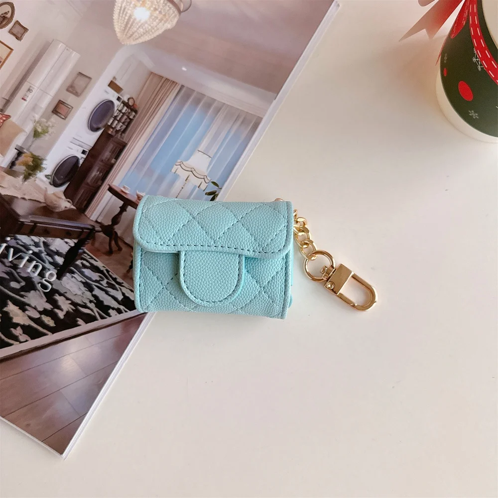 Mode lederen draadloze Bluetooth-headset beschermende schaal voor AirPods 4 2 3 Pro 2 met sleutelhanger Gemakkelijk mee te nemen Mannen en vrouwen