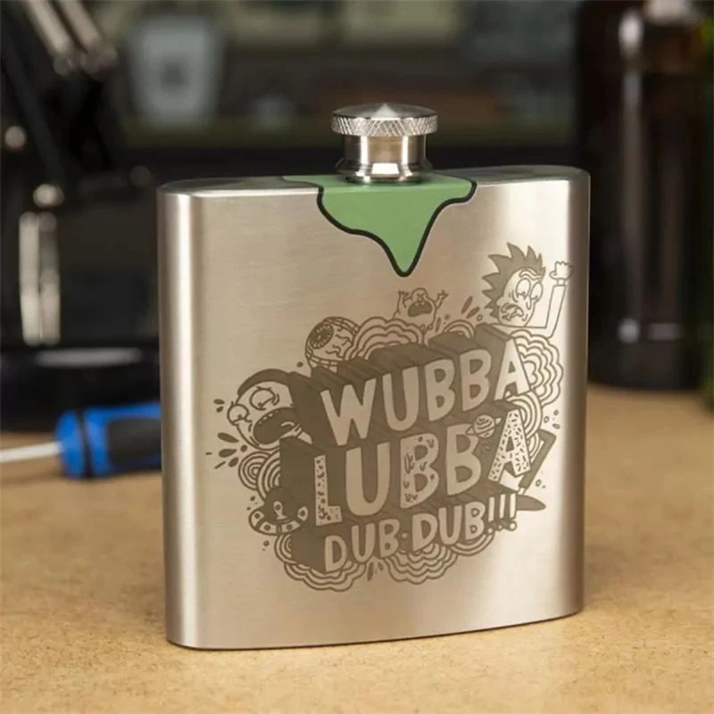 

Unisex's Rick's Wubba Lubba Dub Hipflask Stainless Steel Metal Birthday Gift for Boys Adult Day Gift