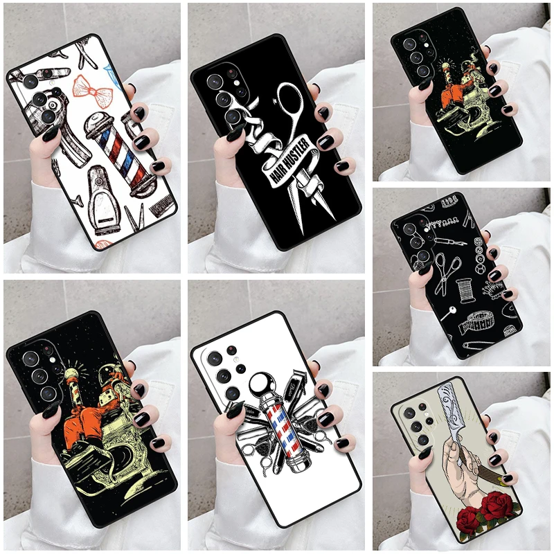 Phone Case For Samsung Galaxy S24 S23 S21fe S22 Ultra Plus Note 10 20 S8 S9 S10 Cover Barber Hair Stylist