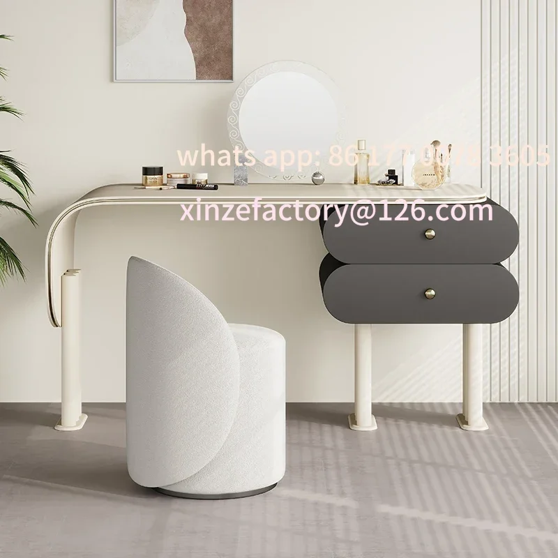 

Customizable cabinet furniture clearance bedroom dresser Cream style light luxury dressing table saddle leather bedroom storage