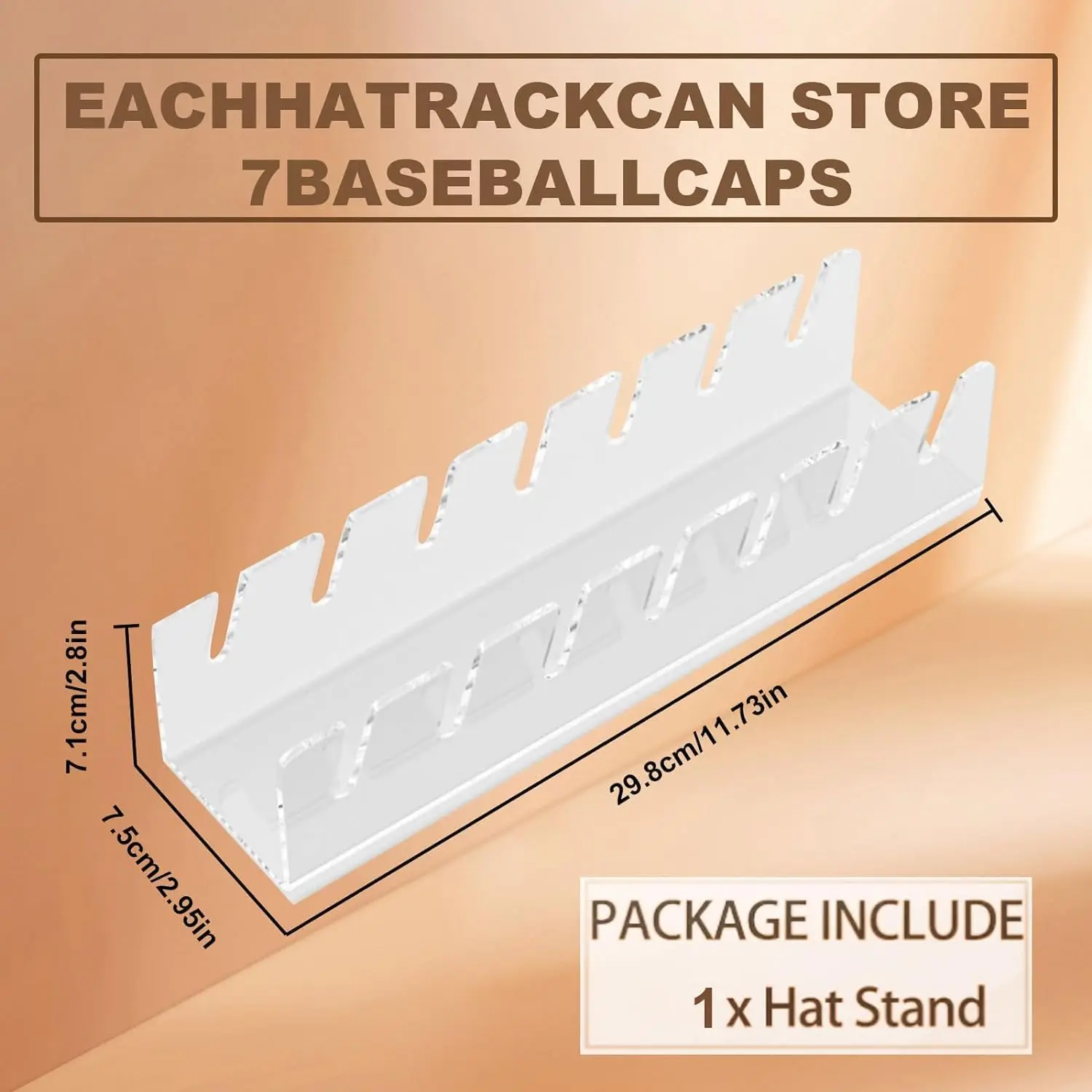 Hot Sale Stackable Rectangular Acrylic Hat Organizer Stand, Baseball Cap Storage Display Rack