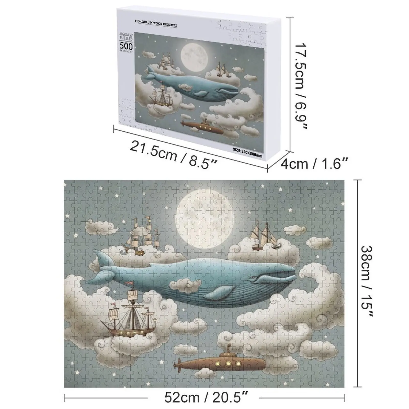Ocean Meets Sky - خيار اللون، أحجية الصور المقطوعة، ألغاز ملحقات Diorama الفنية