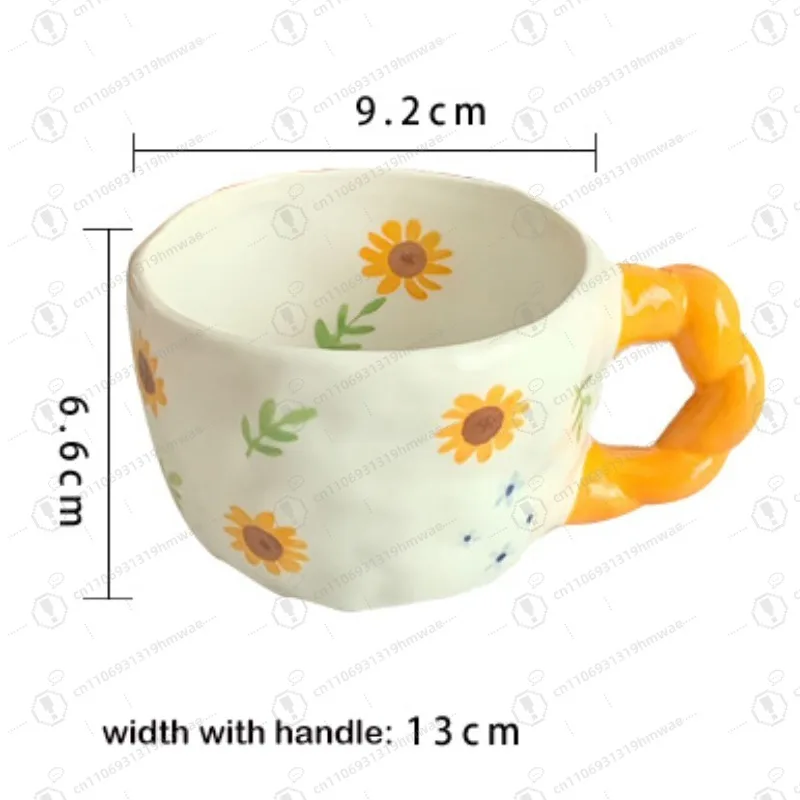 Creative cute ceramic flower cup, hand-painted underglaze mug, scented tea coffee cup