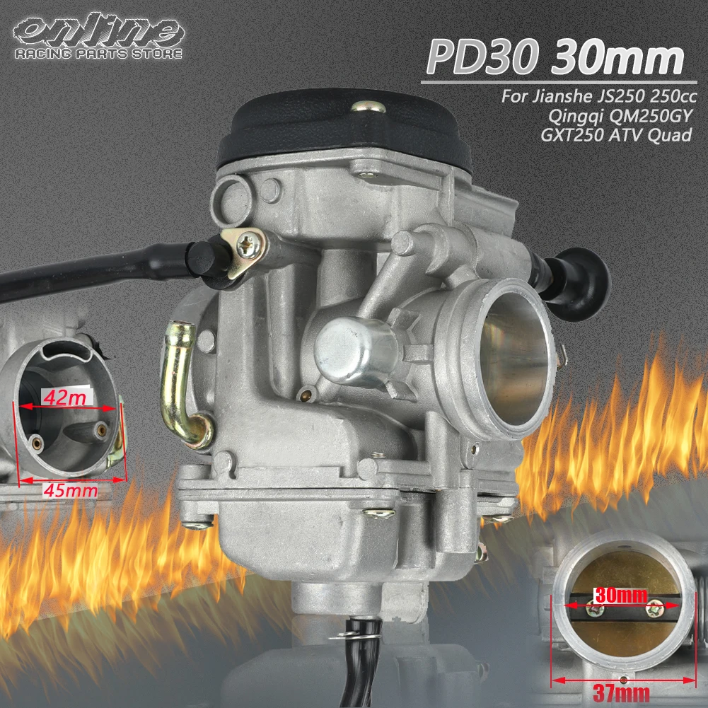 PD30 30mm Motorcycle Carburetor For JIANSHE QingQi 250 JS GXT 250 QM250GY ATV Quad Motocross Parts Carburador Manual Choke Carb