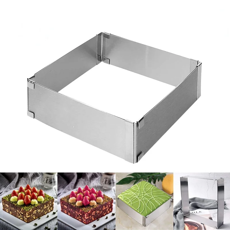 

Stainless Square Adjustable Mousse Cake Moulds Fondant Decorating Ring Slicer Cutter Baking Tools baking tools for cakes