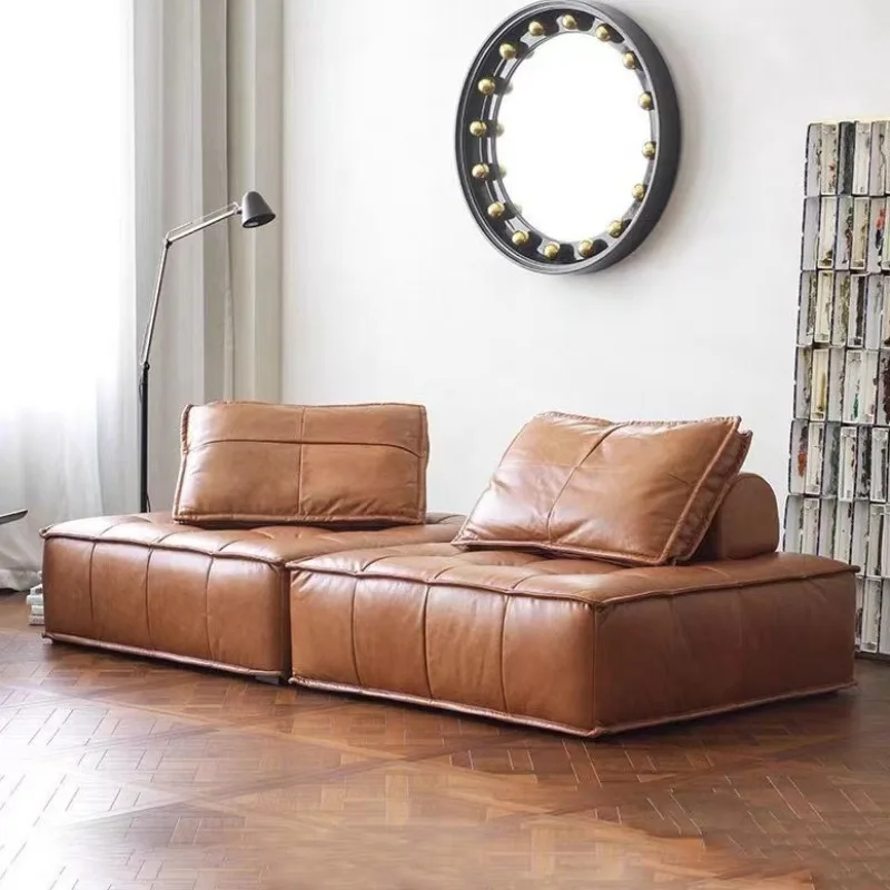 Small apartment retro single module free combination living room square sofa