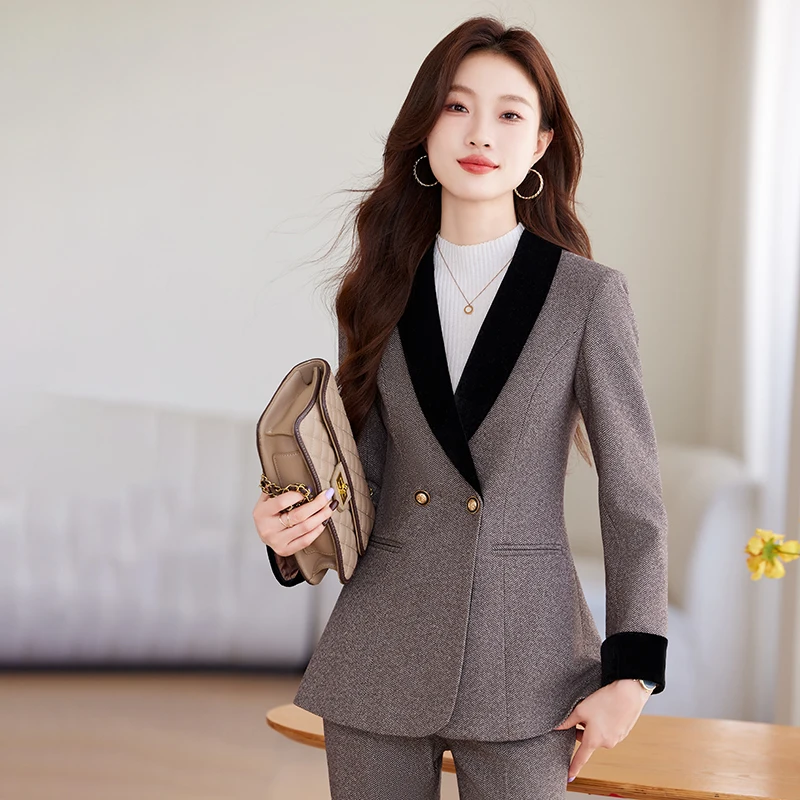 High Quality Fabric Formal Pantsuits Women Office Professional Business Work Wear Blazers with Pants and Jackets Coat Career