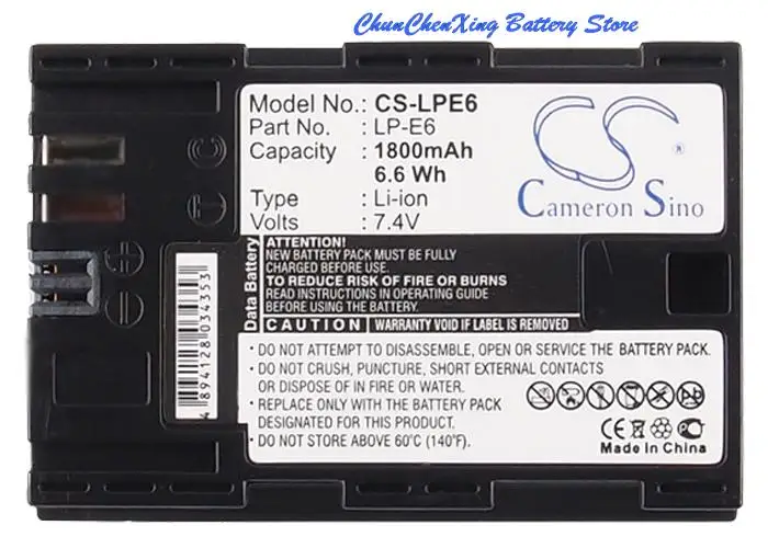 100% NEW1800mAh/2000mAh Battery LP-E6 LP-E6N for Canon EOS 5D Mark II, EOS 7D, EOS 60D, EOS 60Da, EOS 6D, EOS 7D Mark II