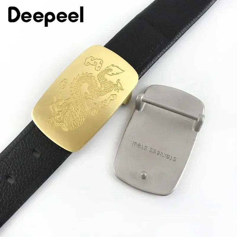 Deepeel 39mm Stainless Steel Belt Buckle Gold Silver Metal Cowboy Waistband Head for Men Pants Belts Leather Craft Accessories view 6