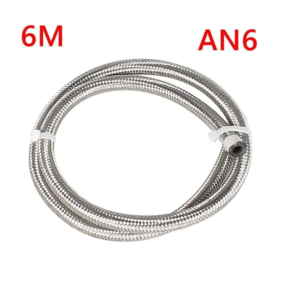 16FT 5M AN4 AN6 AN8 AN10 AN12 Olie Brandstof Slang Olie Gas Cooler Slang Line Buis Nylon Roestvrij staal Gevlochten Binnen Cpe Rubber - afbeelding 1