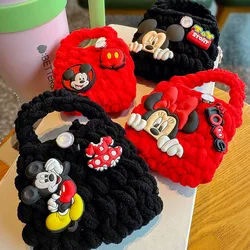 Karikatür Mickey dokuma bozuk para cüzdanı Disney sevimli Minnie Mouse Mini kulaklık saklama çantası moda sırt çantası süslemeleri kadın cüzdan