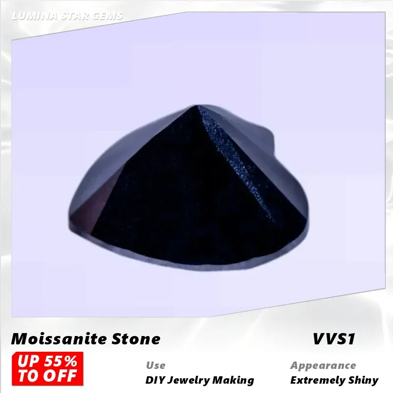 

L-Heart Cut Natural Black Color Wholesale Moissanite Stone Artificial Gemstone DIY Ring Necklace Earrings Main Materials With