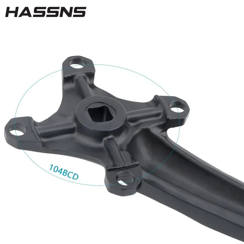 HASSNS XT-Aluminum Alloy Mountain Bike Crankset, Square Hole MTB Cranks, 170mm, 32 T, 34 T, 36 T, 38 T, 40 T, 42T