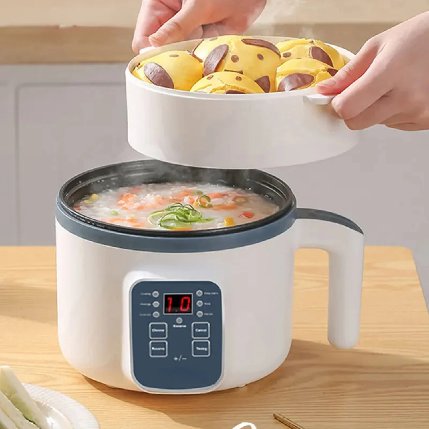 Mini panela de arroz doméstica, multicooker a vapor, camada única/dupla, panela automática de arroz, eletrodomésticos de cozinha