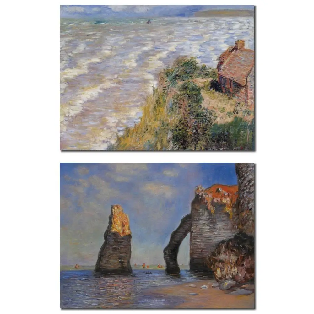 

Claude Monet Masterpiece Rock Needle Porte Aval Импрессионист Масло ручной работы на холсте для столовой Кухня Настенный декор