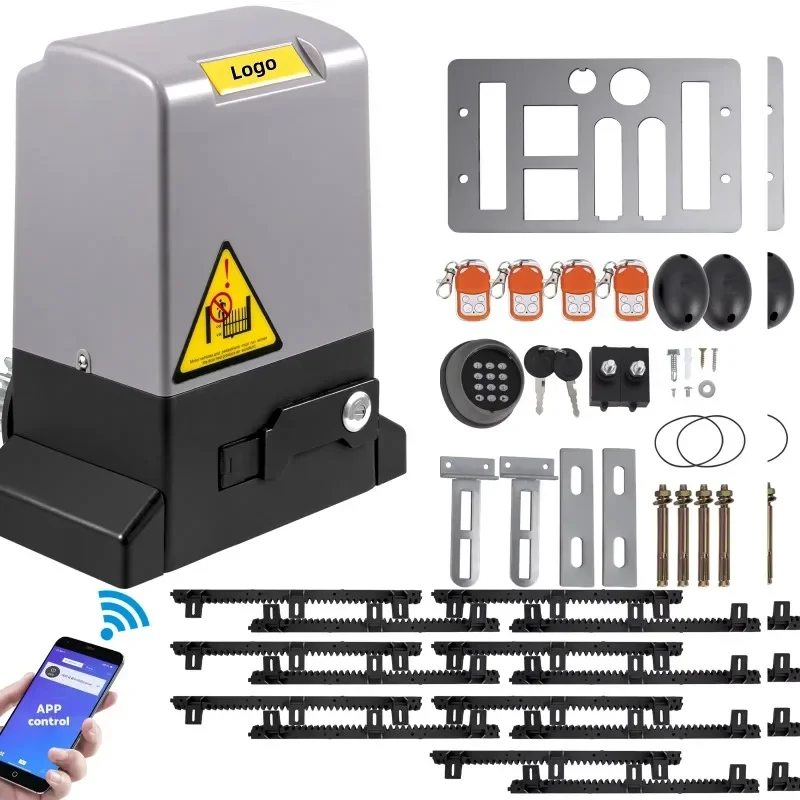 Electric Driveway Gate Operator Security 43ft/min Speed Includes 2 Remote Controls Automatic Sliding Gate Opener 1400LBS