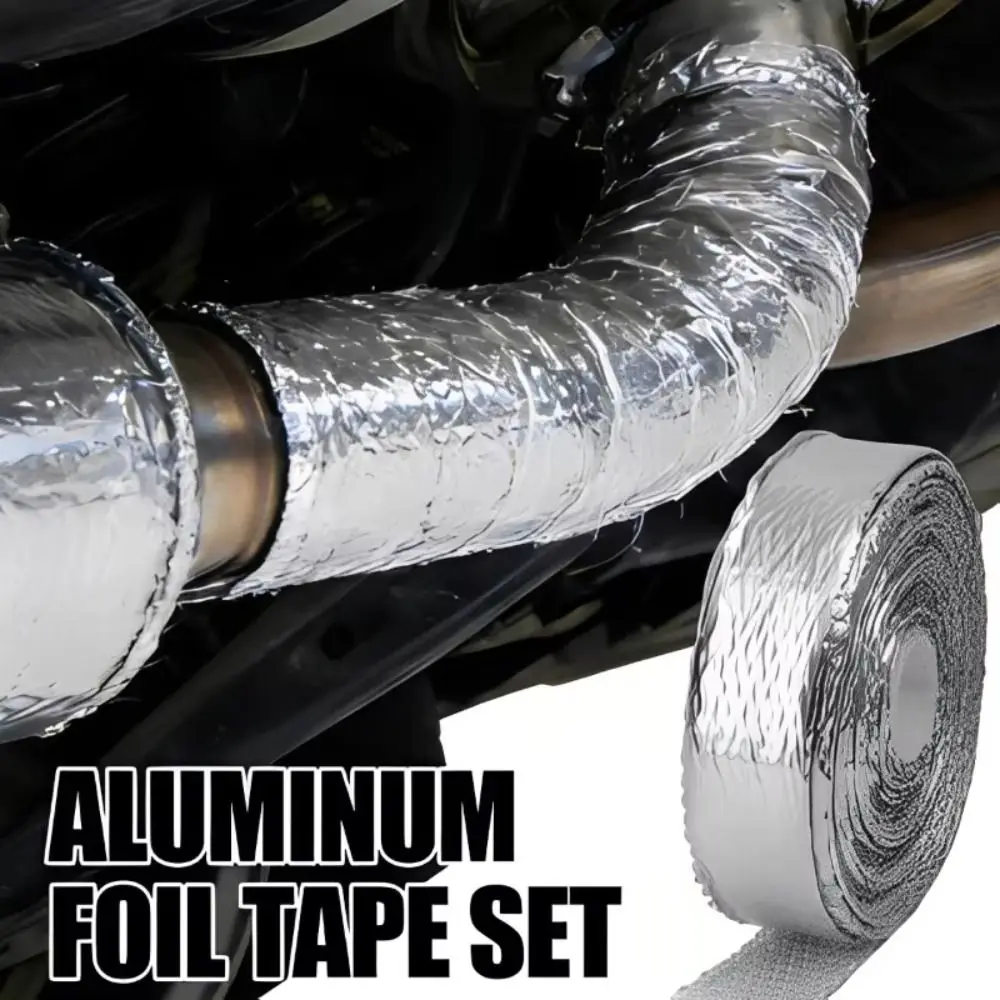 5M Exhaust Pipe Heat Wrap Tape Fiberglass Heat-Resistant Water Heater Pipes Tape Aluminum Foil Tapes