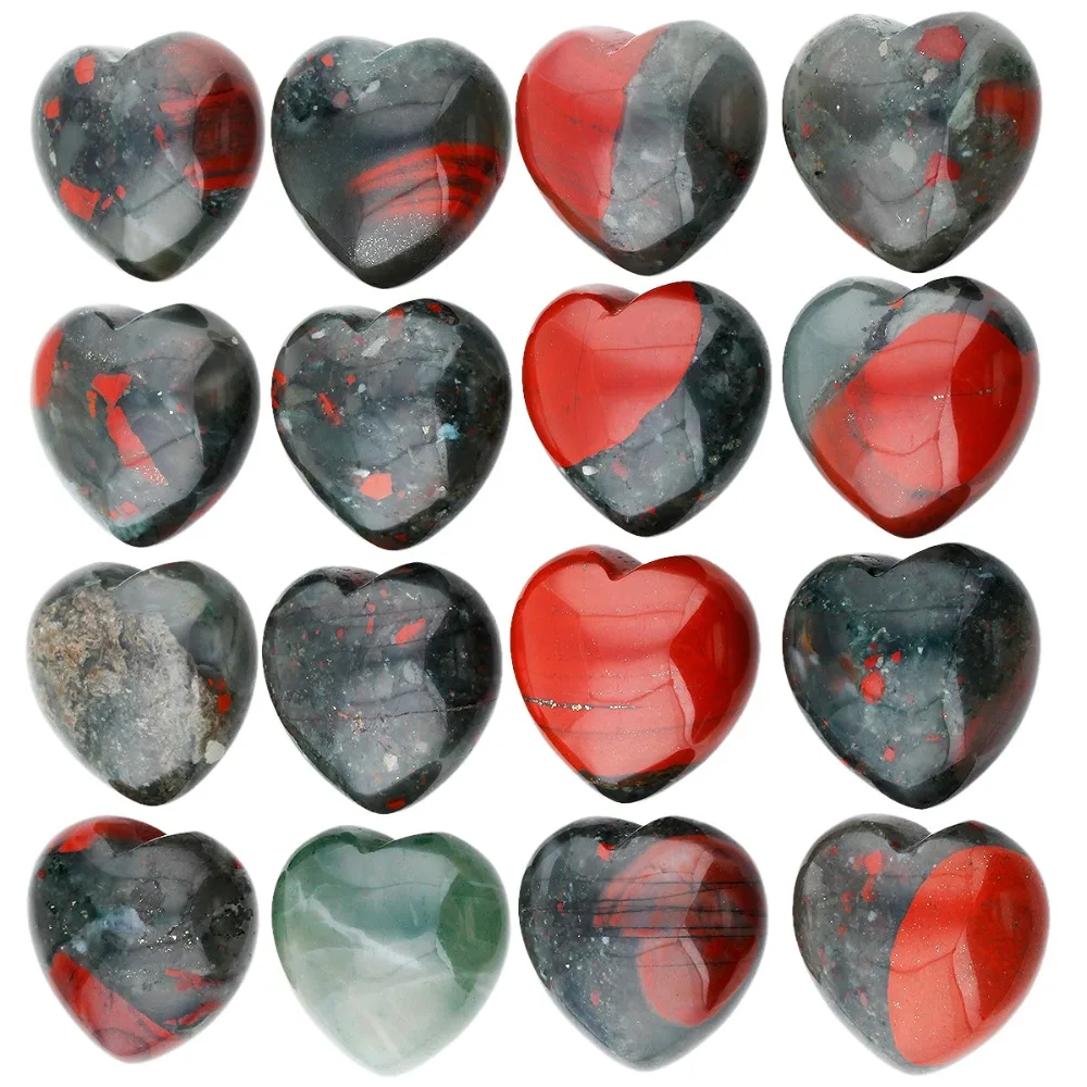 TUMBEELLUWA 5 pz/lotto Africa Bloodstone scolpito Puff Heart Worry Stone Healing Palm Jewelry Decoration 0.9"