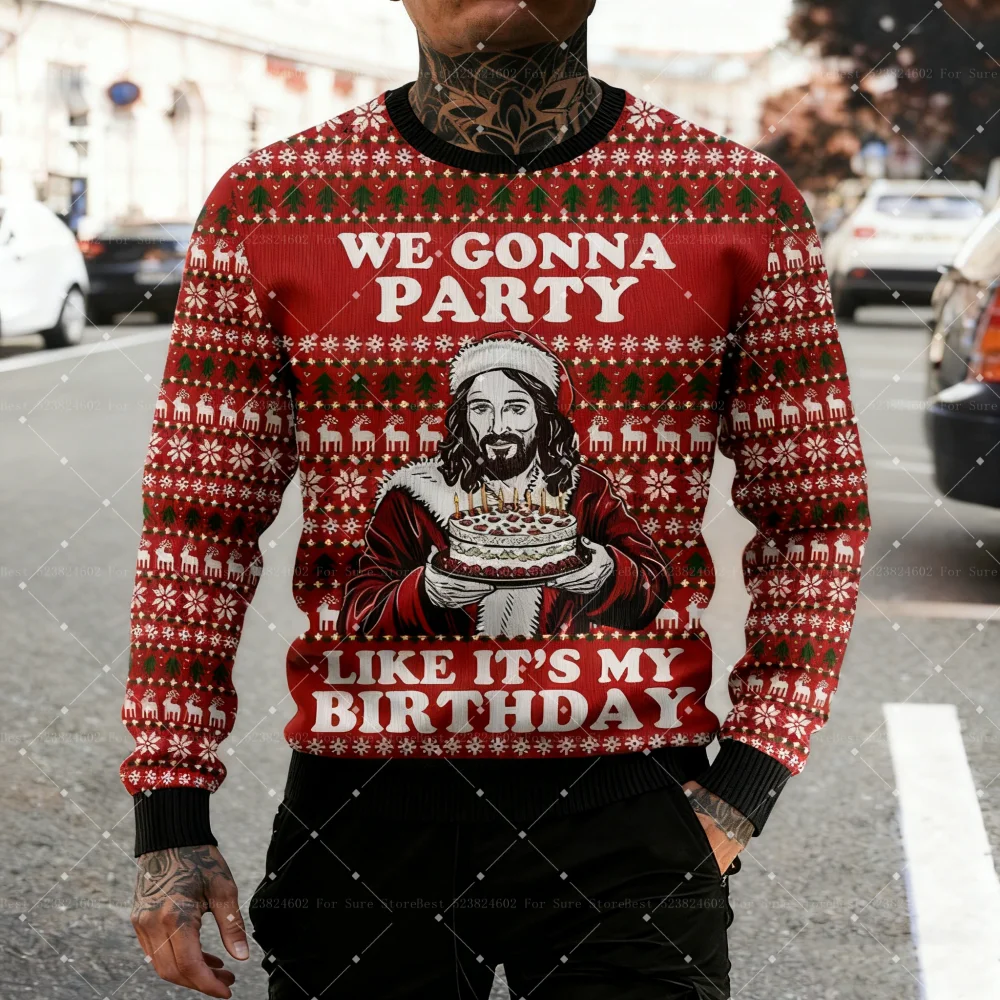 2026 عيد الميلاد يسوع الجرافيك بلوزات موضة عطلة Crewneck البلوز المسيحية للجنسين الرجال الجولة الرقبة البلوز #2