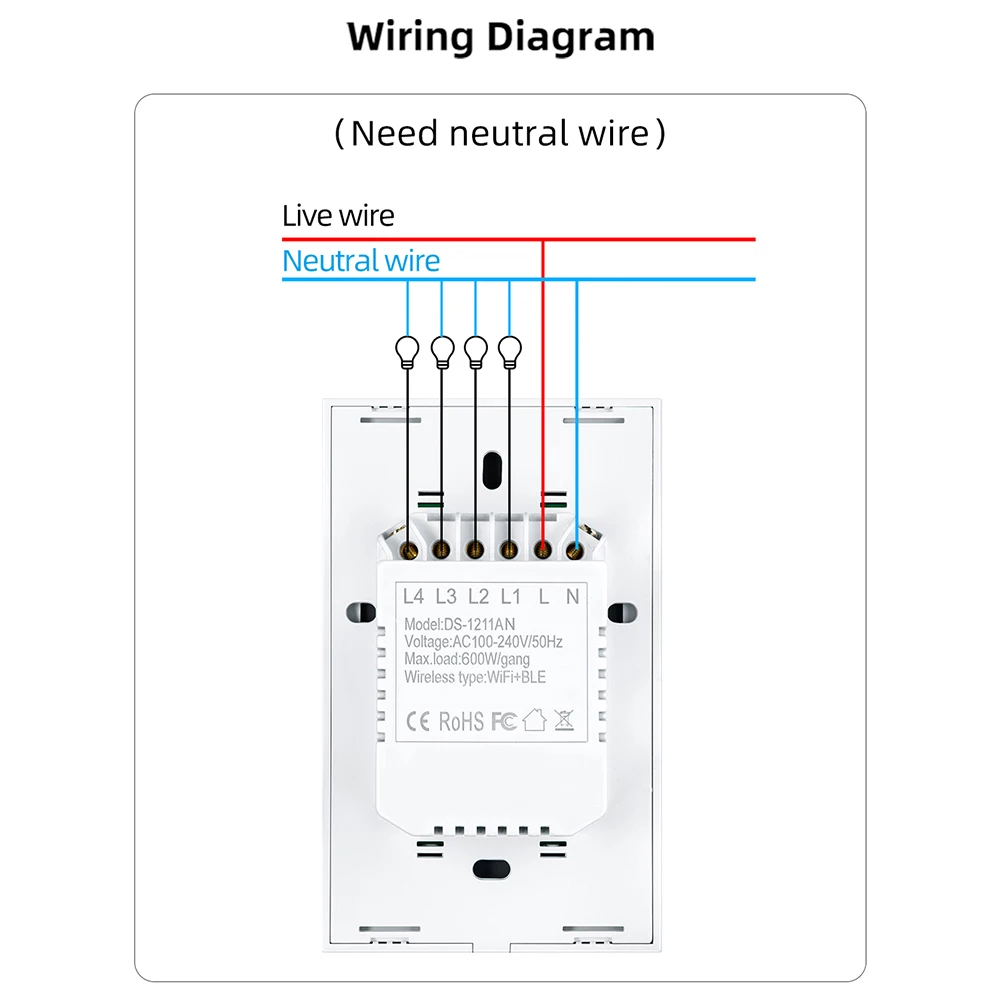 Cozylife WiFi Smart Switch US Brazil Light Wall Touch Switch Need Neutral Wire Smart Life Work with Alexa Google Home 1/2/3 Gang