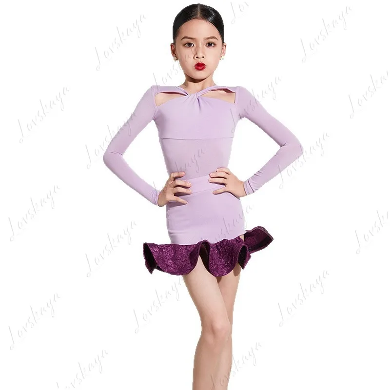 

Children's Latin Dance Costume for Girls - New Autumn-winter Style Performance Outfit, Fishbone Skirt, Stylish Ensemble
