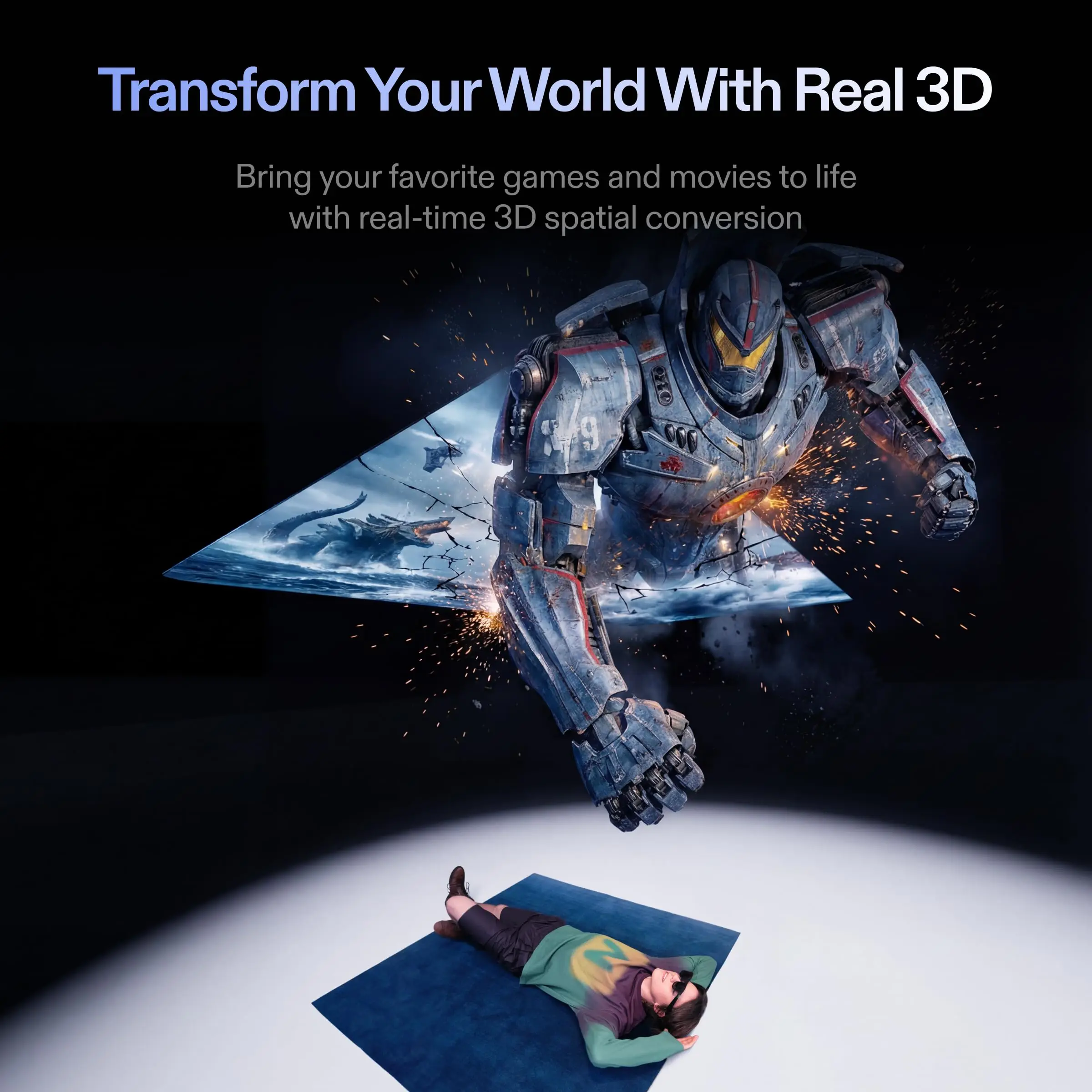 نظارات XREAL 1S للواقع المعزز، شاشة افتراضية 500 بوصة، نظارات ذكية مع 52 °   FOV، وضع ثلاثي الأبعاد أصلي بثلاث درجات حرية، يدعم جميع أجهزة USB-C وDP