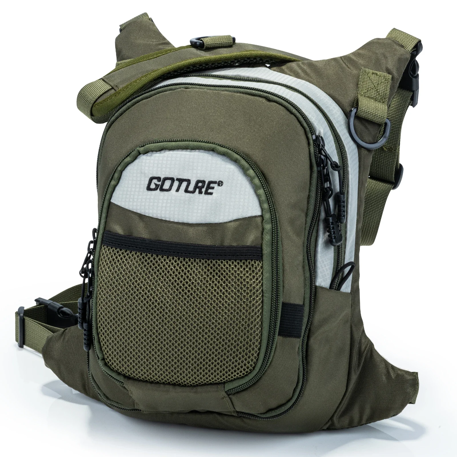 Goture-Impermeável Multifuncional Flying Fishing Chest Bag, 3 Camada Zipper, Alça de Ombro Ajustável, Armazenamento Saco Da Cintura, Tackle Pack