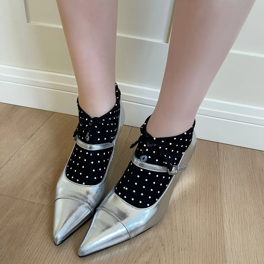 

Comfortable Button Flip Collar Socks Lapel Solid Color Polka Dot Socks Novelty Creative Short Ankle Socks Streetwear