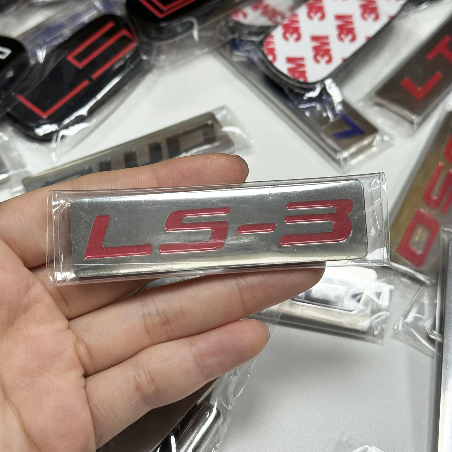 

Red CHROME METAL LS-3 LS3 ENGINE RACE MOTOR SWAP EMBLEM BADGE FOR TRUNK HOOD DOOR 3/4" X 3" (76mm X 20mm)