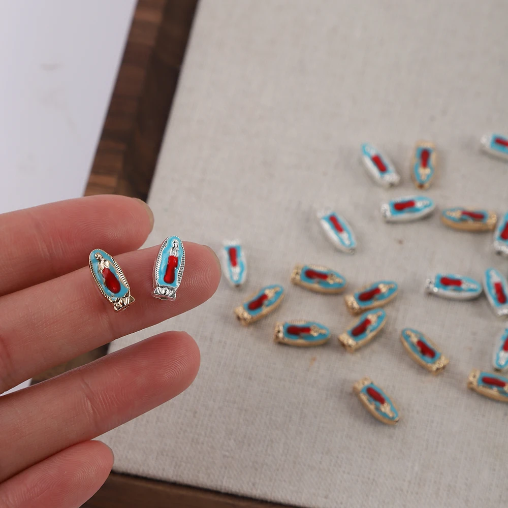 100pcs The Madonna perforated interval beads drop oil pendant can be used as a bracelet necklace