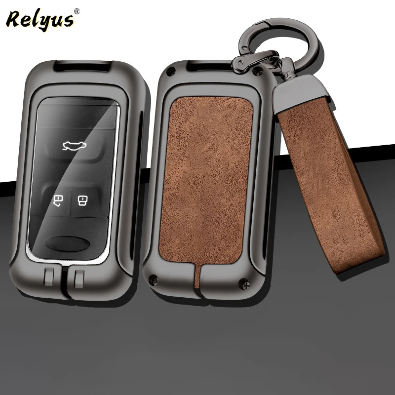 New Zinc Alloy Leather Car Remote Key Case Cover Holder Protector Shell for Chery Tiggo 4 7 Arrizo 5 3 Tiggo 8 Auto Accessories